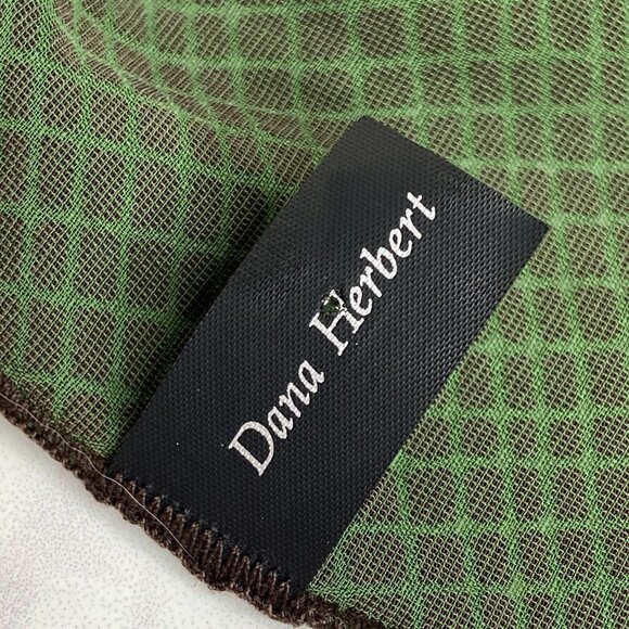 Dana Herbert Dark Purple Green Flocked Velvet Geometric Baroque Print Scarf 60" - Picture 10 of 12